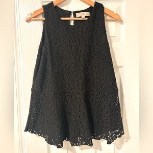 Loft - Black - Floral Peplum Blouse - Size M